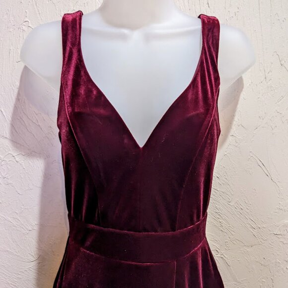 Midnight Doll Velvet Cocktail Dress Womens 5 Burgundy Dark Romantic Formal Mini - Picture 3 of 7